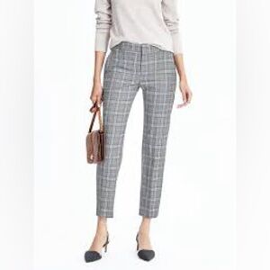 BANANA REPUBLIC Wool Blend Check Ankle Pant Stretch Trouser Suit Pant Slim Taper